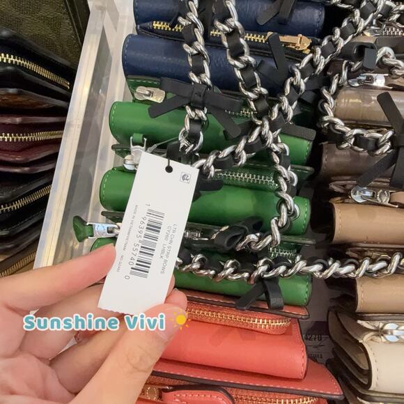 NWT Bundle Coach Chain Strap Bows Silver/Black cy260 & CY677 Large Maggie Sand - Picture 2 of 12